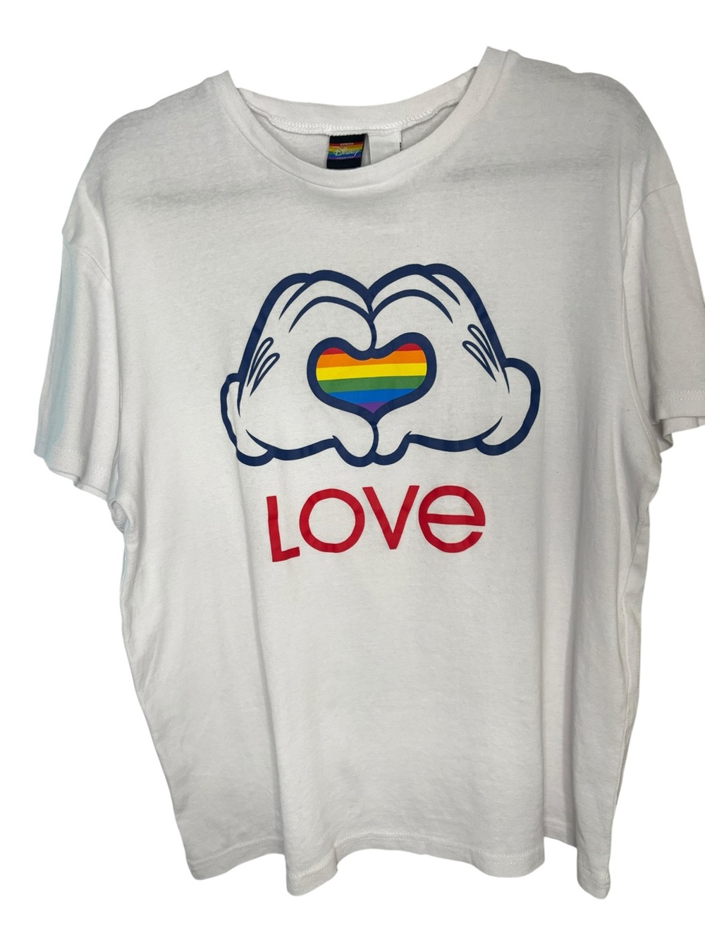Disney Rainbow Collection Mickey Hands Love Graphic Tee Size Large LGBTQ Pride - Picture 3 of 6